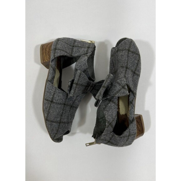 Joyfolie Girls Size 13 Bow Booties In London Fog, Gray Plaid! - Picture 2 of 9